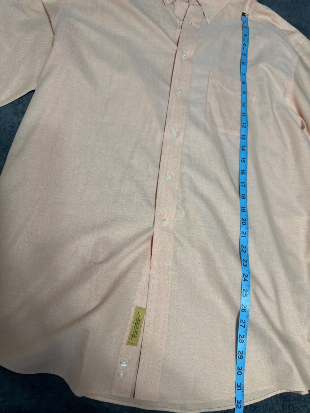 Roundtree & Yorke Gold Label Non-Iron Oxford Shirt 17/35 Long Sleeve Peach Cotto - Picture 7 of 8